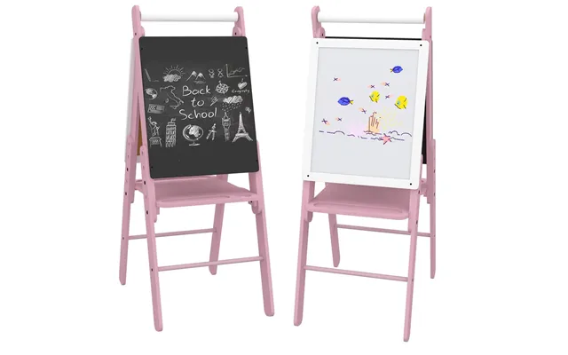 Art Easel For Kids, Double-sided Whiteboard Chalkboard W Paper Roll - Pink product image
