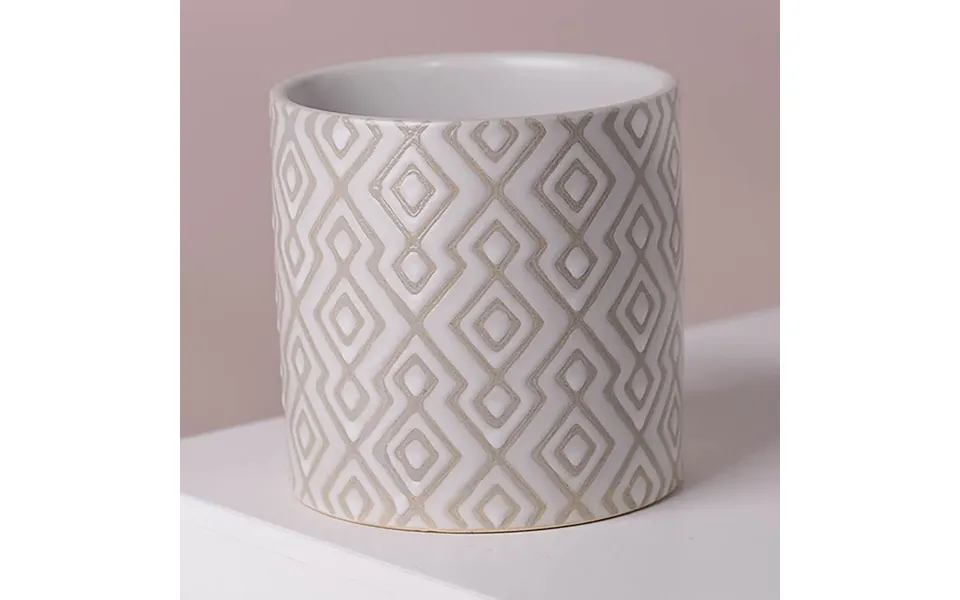 Artificial Plants Ceramic Planters Displays Home Decor Leaf Design Uk Limited Office Desk - 12cm Grey Geometric
