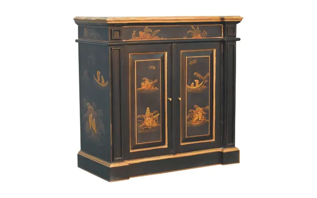 Artisan Furniture Solid Wood Oriental Hand-painted Wine Cabinet - Black