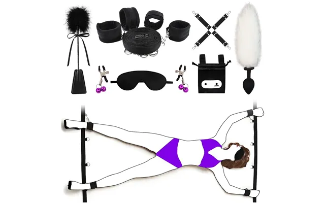 Bdsm Bed Bondage Kit 12 Piece Set With Handcuffs Blindfold Feather