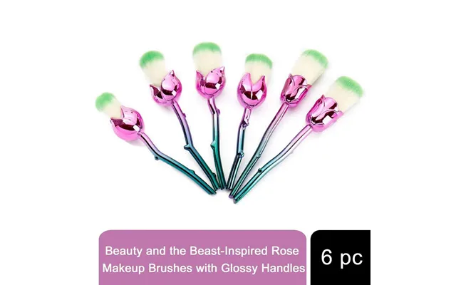Beauty And The Beast Rose Makeup Brushes - High Quality, Portable, 6pc Set product image