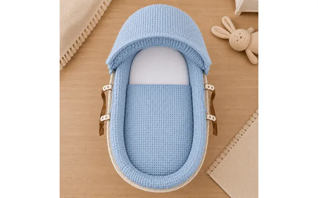 Blue Waffle Moses Basket Bedding Set