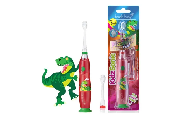 Brush-baby Kidzsonic Dinosaur Kids Electric Toothbrush 3 Disco Led Lights - Gentle Sonic Vibrations