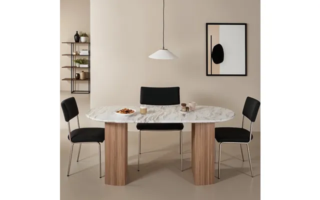 Bundi Natural Marble & Wood Pedestal 6-8 Seater Dining Table product image