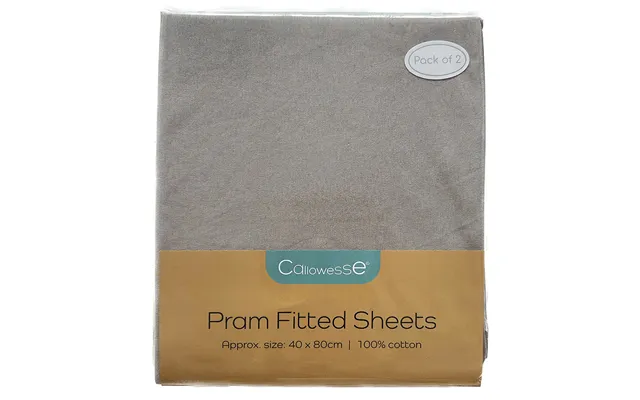 Callowesse Fitted Pram Carrycot Sheets 2 Pack - Grey