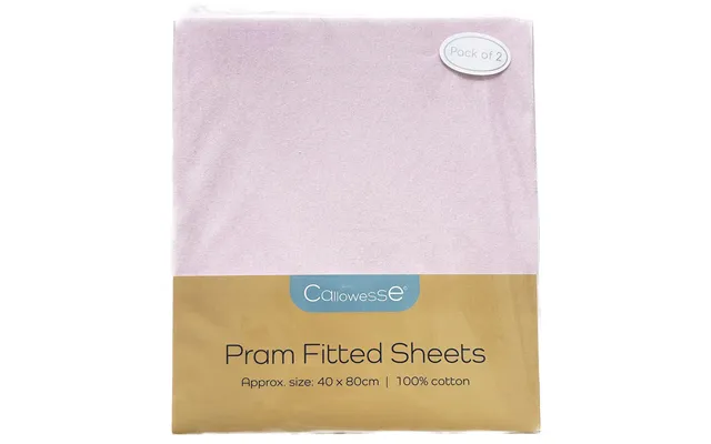 Callowesse Fitted Pram Carrycot Sheets 2 Pack - Pink