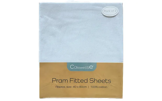 Callowesse Fitted Pram Carrycot Sheets 2 Pack - Sky