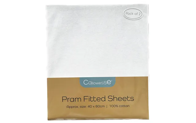 Callowesse Fitted Pram Carrycot Sheets 2 Pack - White