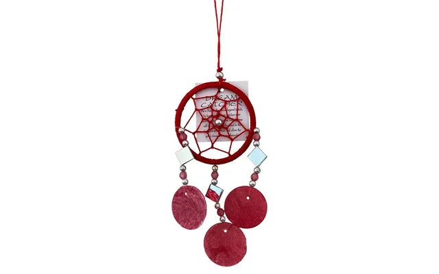 Capiz Dream Catcher, No Feathers, 6cm - Red