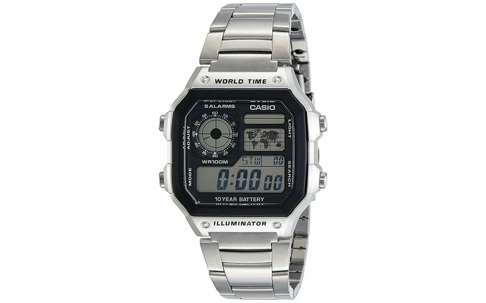 Casio Men's Digital World Time Illuminator Stainless Steel Bracelet Watch - Ae-1200whd-1avdf