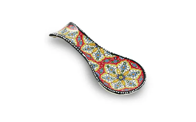 Ceramic Spoon Rest Flower Red Black 24cm