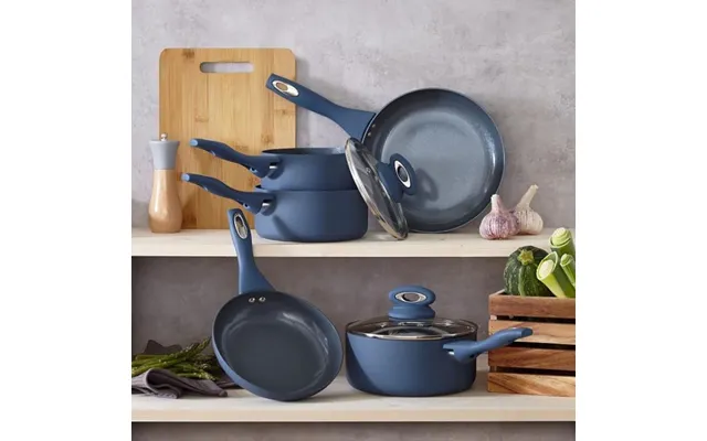 Cermalon 5-piece Blue Pan Set - Sparkling Non-stick Coating