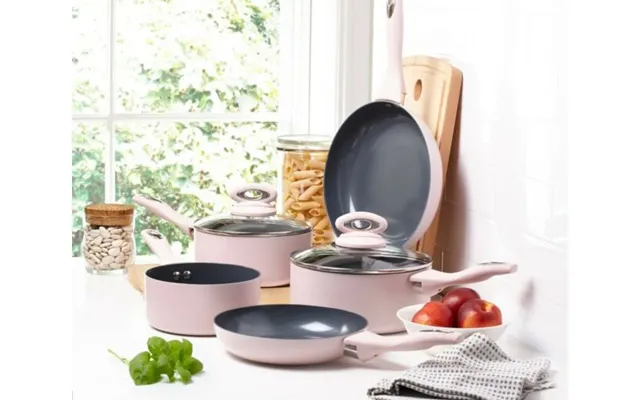Cermalon 5-piece Blush Pink Ceramic Non-stick Pan Set - High-quality, Trendy Cookware For All Hob Types