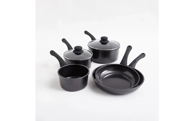 Cermalon 5pc Black Carbon Steel Cookware Set - Non-stick, Dishwasher Safe, Induction Ready