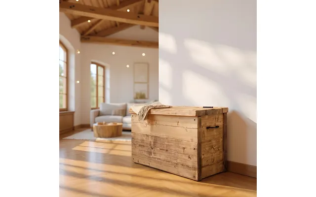 Chest Wooden Rustic Storage Box With Lid - Walnut L100xw40xh46cm product image