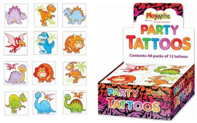 Children's Temporary Dinosaur Transfer Tattoos Pack 12 Assorted Designs product image