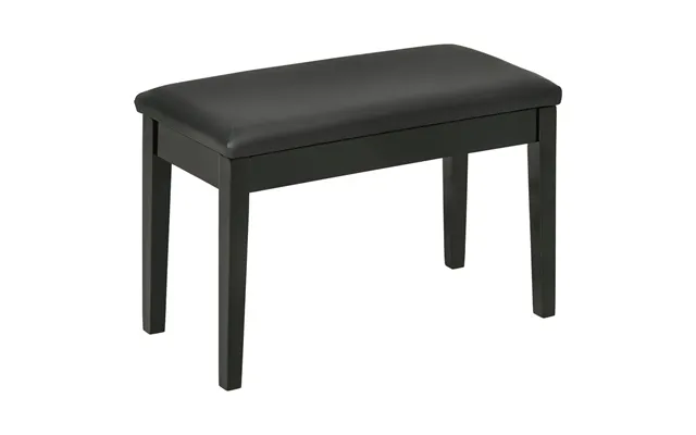 Classic Piano Bench Stool, Pu Leather, Rubber Wood Legs - Black