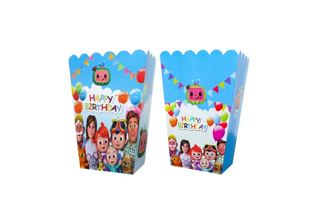 Cocomelon Kids Birthday Party Decorations Balloons Cups Plates Baby Shower Gift - 6pcs Popcorn Box