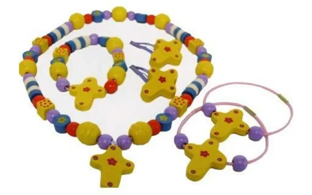 Colorful Kids 4pc Wooden Cross Charm Jewelry Set - Perfect Gift product image
