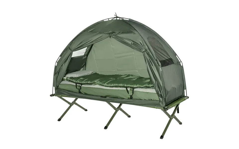 Compact 4-in-1 Outdoor Camping Tent With Cot, Sleeping Bag - Perfect For Hiking And Camping