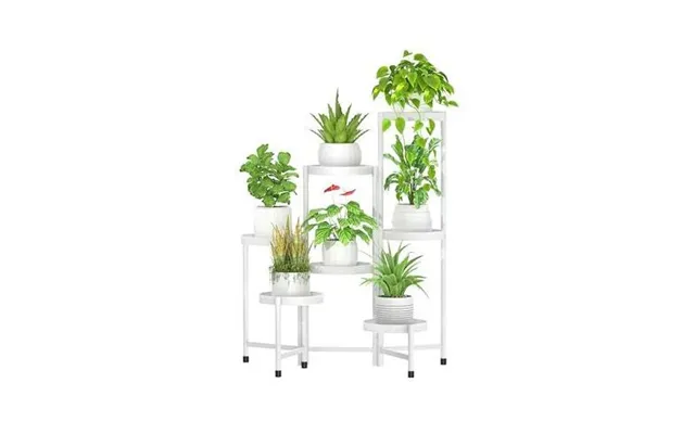 Corner Plant Stand Metal 7 Tier Tall Flower Pot Shelf Indoor Outdoor White