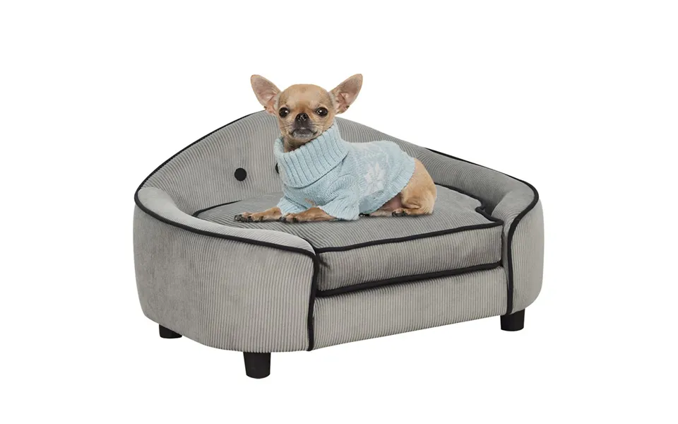 Cozy Grey Dog Sofa Bed With Padded Cushion - Ideal For Xs And S Size Dogs