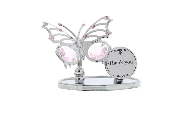 Crystocraft Chrome Plated Butterfly Plaque - Thank You