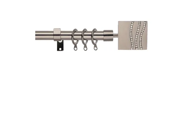 Curtain Pole 19mm Diameter Adjustable Length 130-240cm Black Nickel