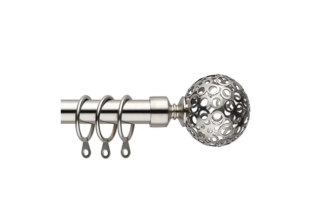 Curtain Pole Globe Ball Finials Extendable Curtain Pole 120-300 Cm Satin