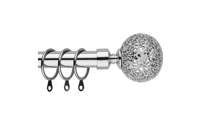 Curtain Poles Mosaic Ball Finials Extendable Set 70 To 120cm Chrome