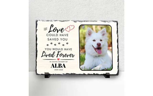 Custom Pet Memorial - Personalised Pet Plaque On Natural Slate Dog Memorial Photo Frame