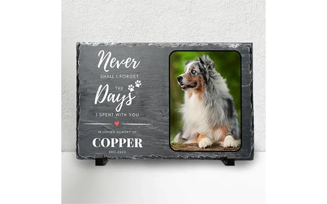 Custom Pet Memorial Slate Personalised Pet Plaque & Dog Memorial Photo Frame - Gray Slate 12 X 20