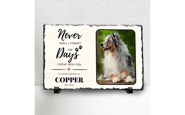 Custom Pet Memorial Slate Personalised Pet Plaque & Dog Memorial Photo Frame - White Wood 12 X 20