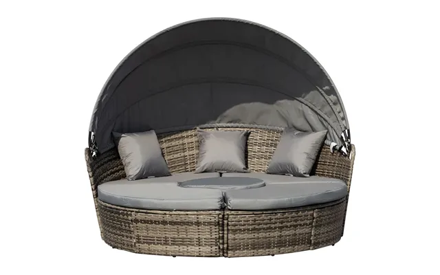 Deluxe 5 Piece Grey Outdoor Rattan Sofa Bed Table Set - High Quality & Comfortable