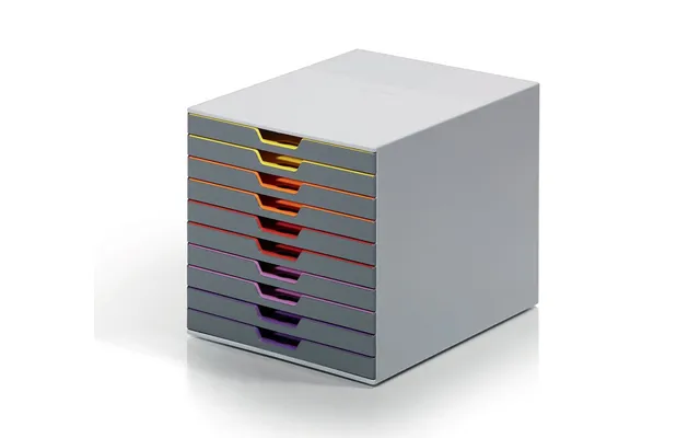 Durable Varicolor Desktop Organiser 10 Drawer Colour Coded Modular Storage A4