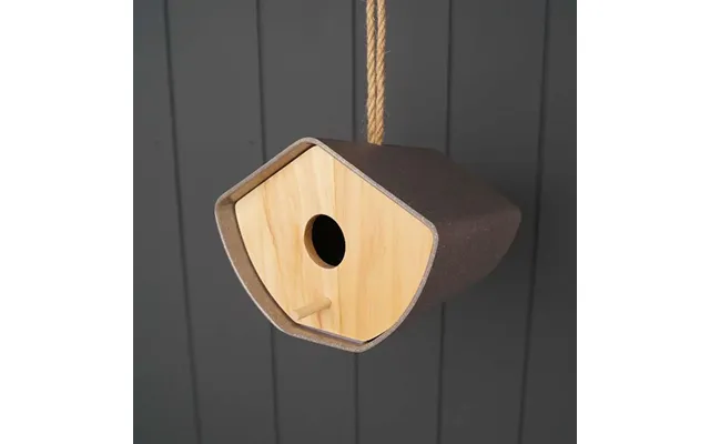 Earthy Anthracite Bamboo Japandi Birdhouse 16cm