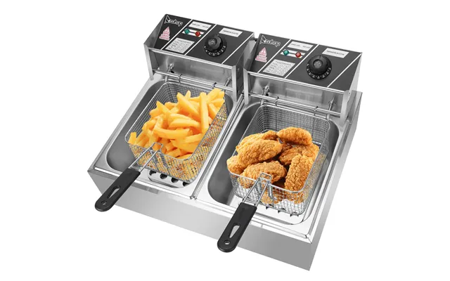 Eh82 2500w 220-240v 12.7qt 12l Stainless Steel Double Cylinder Electric Fryer Uk Plug