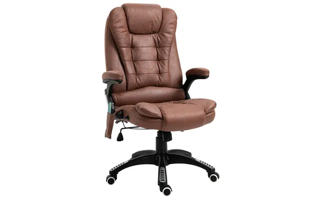 Executive Reclining Chair W Heating Massage Points Relaxing Headrest Brown