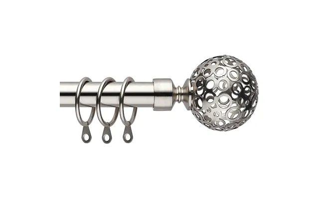 Extendable Curtain Pole Set 70-120cm Satin Nickel - Globe Finials