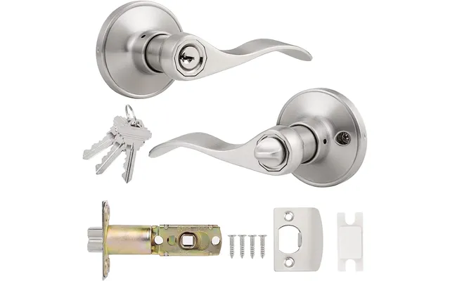 Exterior Door Handle Lock Satin Nickel Keyed Entry Wave Style Probrico