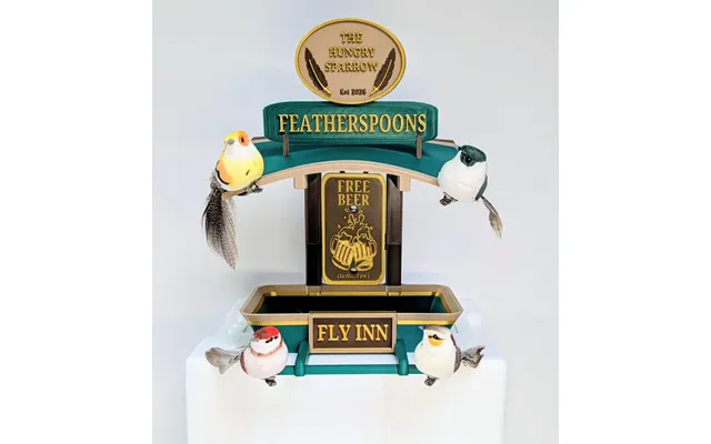 Featherspoons Fly Inn Custom Name Bird Feeder Personalised 3d Printed Pub Style Feeder Quirky Garden Gift - Brown The Hu