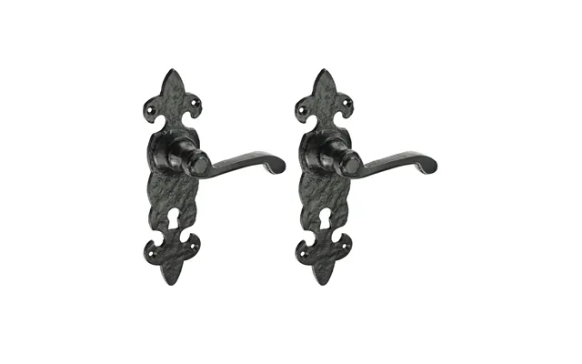 Fleur De Lys Ornate Lever Lock Door Handles Antique Black - 195 × 55