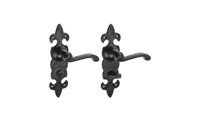Fleur De Lys Ornate Thumb Turn Bathroom Door Handle Antique Black - 195 × 55