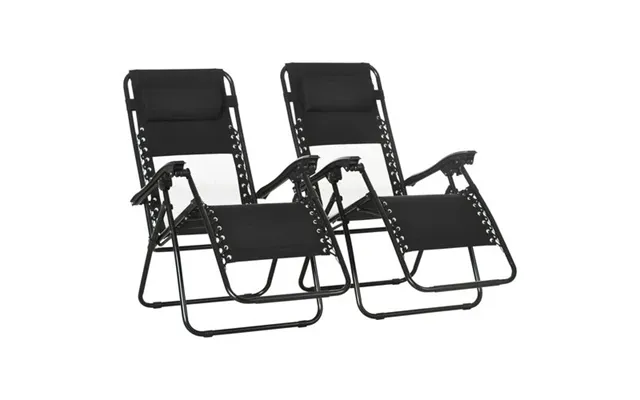 Foldable Garden Recliner Chair Set Of 2 W Footstool & Headrest - Black