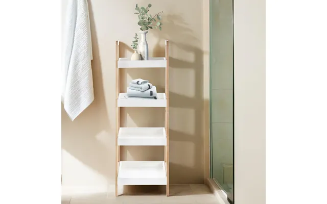 Four Tier Birch Wood Bathroom Shelf Unit Arla