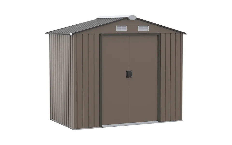 Garden Shed Storage Unit W Locking Door Floor Foundation Vent Brown