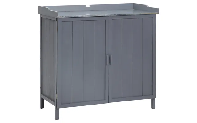Garden Storage Cabinet - Potting Bench Table Galvanized Grey
