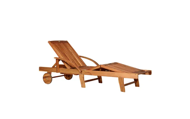 Garden Wood Sun Bed Lounger Chaise Recliner Adjustable Back Footrest W Wheels