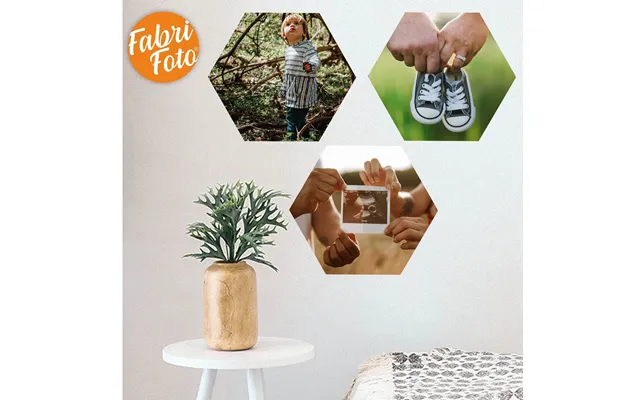 Gift For Mum, Personalised Fabric Photo Wall Stickers, - Hexagon 12 Photos 20 X 20cm