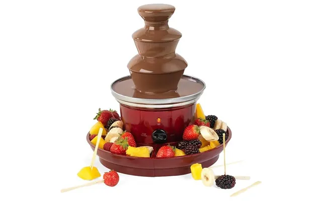 Giles & Posner Ek3428g Chocolate Fountain With Fruit Tray And 100 Bamboo Skewers - Red